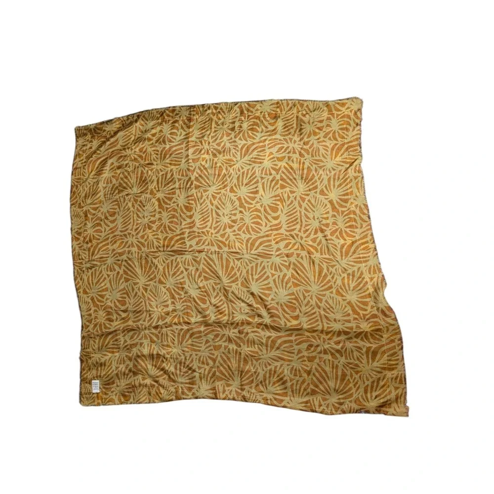 Le Phare de la Baleine Silk Scarf Navy Gold Nautical Palm Leaf 39